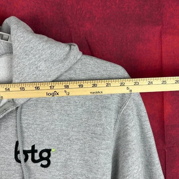 CHAMPION UNISEX GREY ZIP-UP HOODIE WITH BTG LOGO, 2 POCKETS, FLEECE INTERIOR, L - Picture 4 of 10